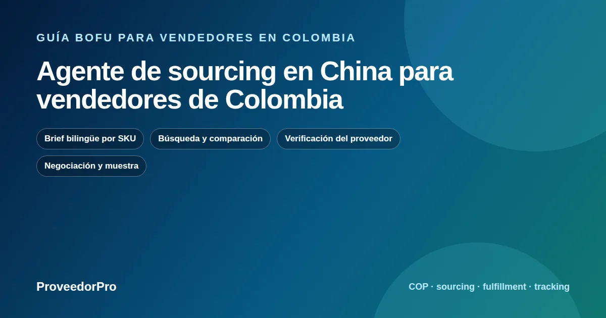 Guía visual de agente sourcing China Colombia para vendedores en Colombia
