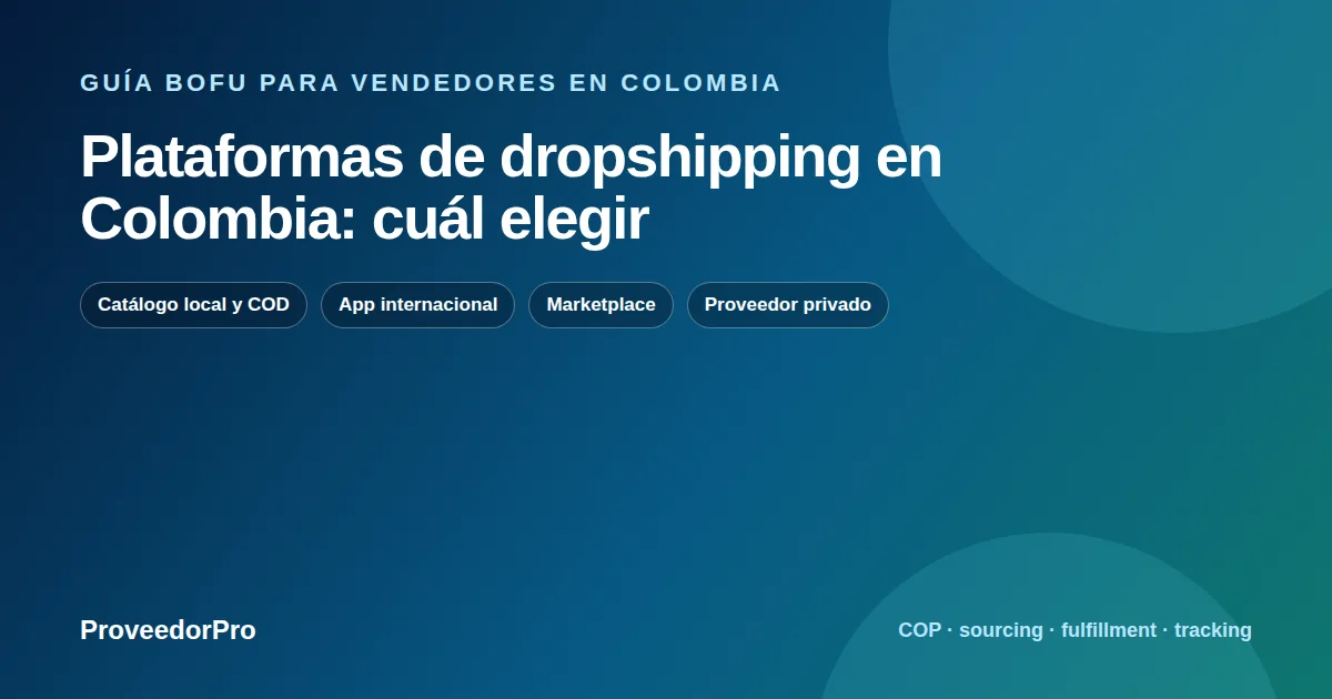 Guía visual de plataformas dropshipping Colombia para vendedores en Colombia